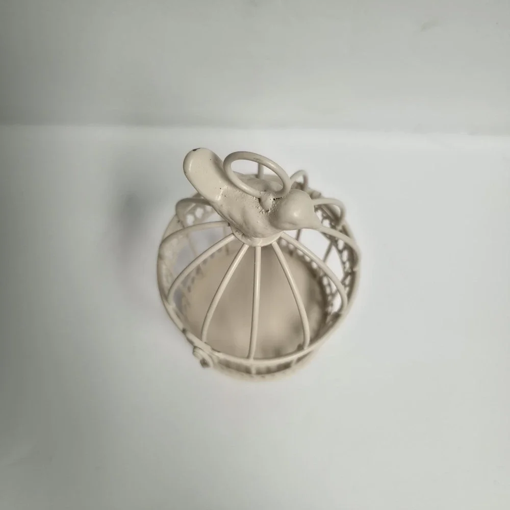 SmallWhite Metal Decorative Bird Cage Tealight Candle Holder Wedding Favor Decor